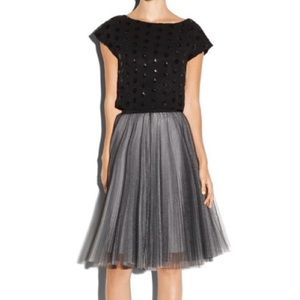 MILLY Black Sophia Sequined Dot Crop Blouse Sz. 10